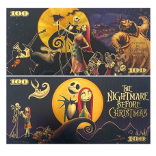 Золота колекційна банкнота, персонажі мультфільму Disney «Кошмар перед Різдвом» (“1). (золота фольга)