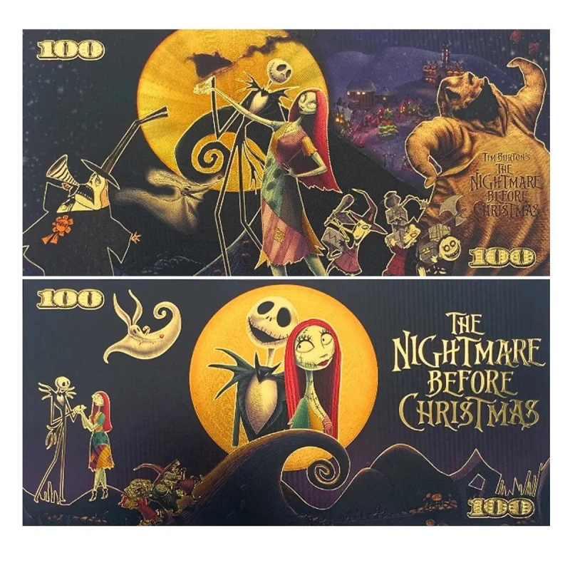 Золота колекційна банкнота, персонажі мультфільму Disney «Кошмар перед Різдвом» (“1). (золота фольга)