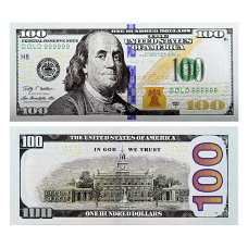 Срібна колекційна банкнота 100 доларів США. (14.5*6,5 см срібна фольга)
