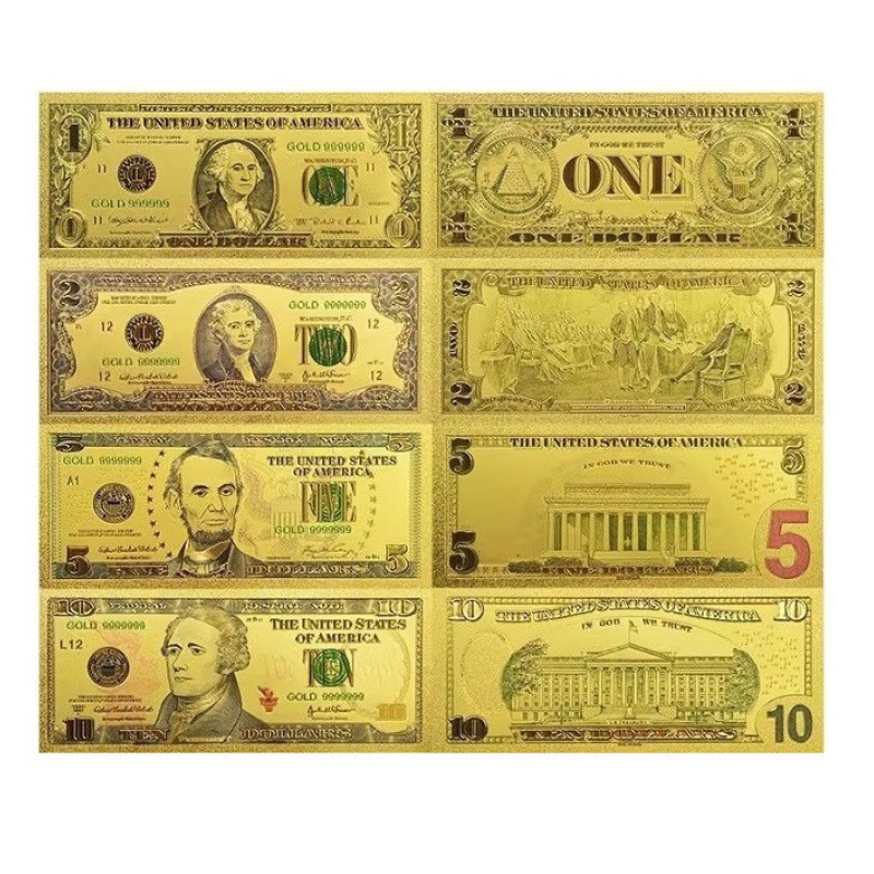 Золота колекційна банкнота 1 долара США. (14.5*6,5см золота фольга)