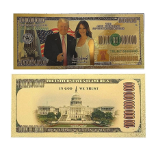 Золота колекційна банкнота 100 трильйонів доларів Дональд Трамп і Меланія Трамп. (золота фольга)