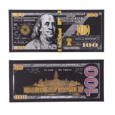 Золота колекційна банкнота 100 доларів США, чорний колір. (золота фольга)