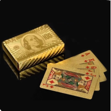 Пластикові гральні картки для гри в покер 100 доларів Magic Poker. 57*87 мм (золота фольга)