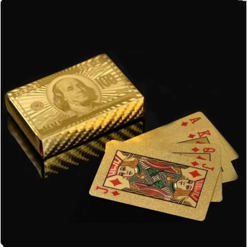 Пластикові гральні картки для гри в покер 100 доларів Magic Poker. 57*87 мм (золота фольга)