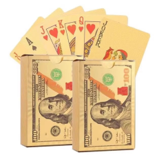 Пластикові золоті гральні картки для гри в покер 100 доларів Magic Poker. 57*87 мм (золота фольга)