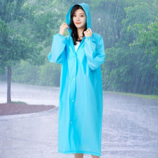 Дощовик з капюшоном EVA Raincoat на кнопках Блакитний