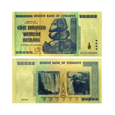 Золота колекційна банкнота 100 трильйонів доларів 2008 гpaси. (золота фольга)