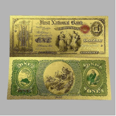 Золота колекційна банкнота 1 долар США 1875г (золота фольга)