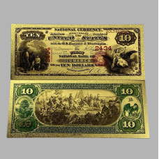 Золота колекційна банкнота 10 доларів США 1875г (золота фольга)