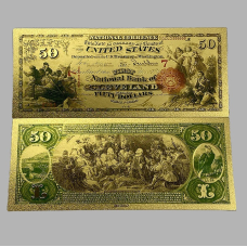 Золота колекційна банкнота 50 доларів США 1875г (золота фольга)