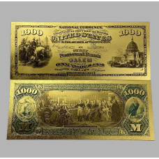 Золота колекційна банкнота 1000 доларів США 1875г (золота фольга)