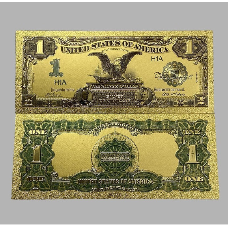 Золота колекційна банкнота Сіребрений Сертифікат 1 долар США 1899. (золота фольга)