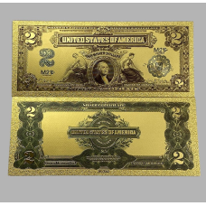 Золота колекційна банкнота Сіребрений Сертифікат 2 міні США 1899. (золота фольга)