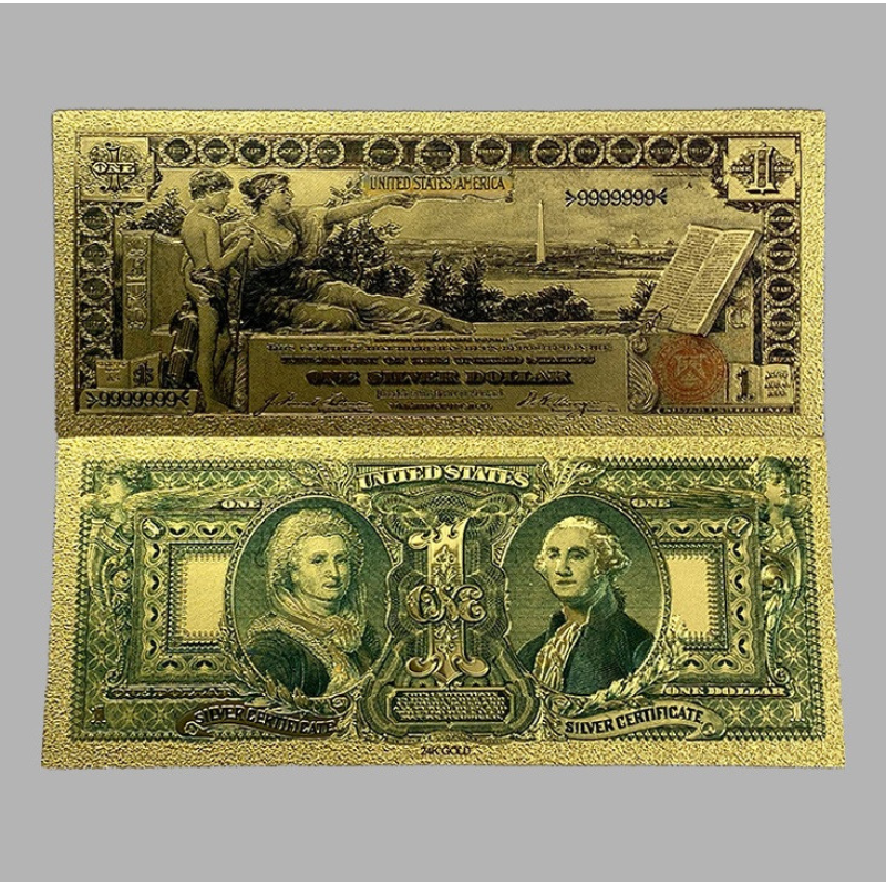 Золота колекційна банкнота Сіребрений Сертифікат 1 долар США 1896. (золота фольга)