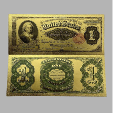 Золота колекційна банкнота Сіребрений Сертифікат 1 доларів США 1891. (золота фольга)