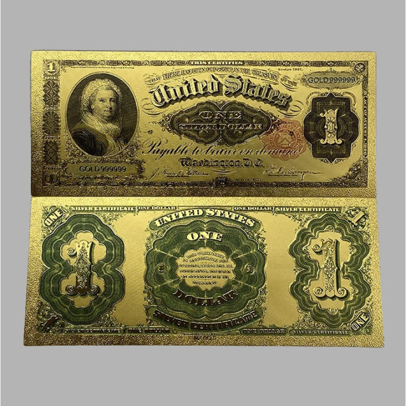 Золота колекційна банкнота Сіребрений Сертифікат 1 доларів США 1891. (золота фольга)