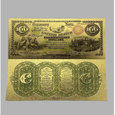 Золота колекційна банкнота Сіребрений Сертифікат 100 доларів США 1864. (золота фольга)