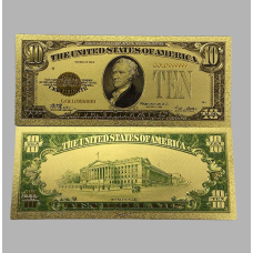 Золота колекційна банкнота Сіребрений Сертифікат 10 доларів США 1928. (золота фольга)