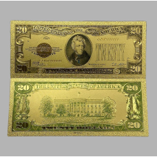 Золота колекційна банкнота Сіребрений Сертифікат 20 доларів США 1928. (золота фольга)