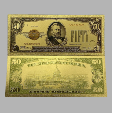 Золота колекційна банкнота Сіребрений Сертифікат 50 доларів США 1928. (золота фольга)
