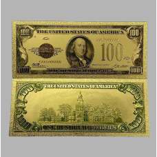 Золота колекційна банкнота Сіребрений Сертифікат 100 доларів США 1928. (золота фольга)