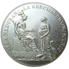 Сувенір монета 6 лір (скудо) 1800 року, випущена в період існування Цізальпінської республіки в Італії.