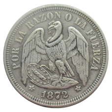 Сувенір монета 1 песо 1872 року. Чилі