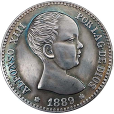 Сувенір монета 5 песет Альфонсо ХIII, 1889 рік (Іспанія)