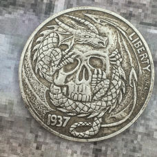 Сувенір монета долар США 1937 “Череп Дракон“. Hobo Coin American Morgan
