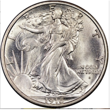 Сувенір монета 50 міліграм 1916 Срібна півдолара США «Ідуча Свобода». Half dollars