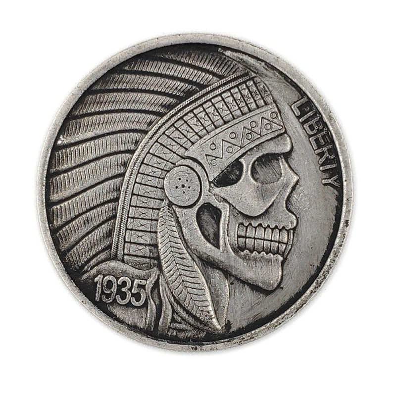 Сувенір монета долар США 1935 “Череп студент“. Hobo Coin Morgan