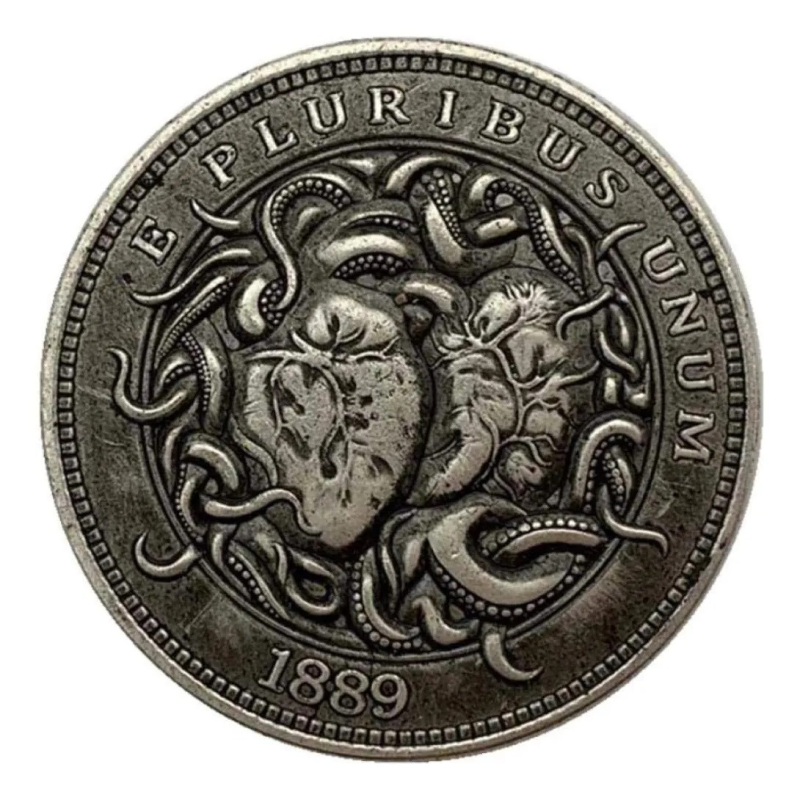 Сувенірна монета 1 Долар США.1889 “Щупальця серця“. Dollar USA Hobo Coin American