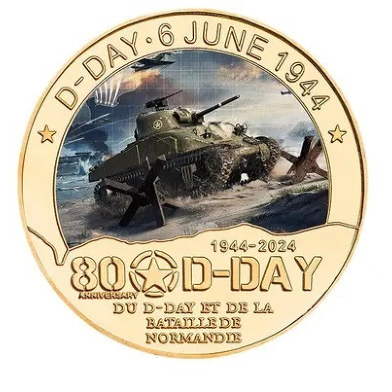 Сувенірна Пам“ятна монета День “Д“ (D-Day) Бронетохніка (1944-2024)., на честь 80-річчя висадки в Нормандії