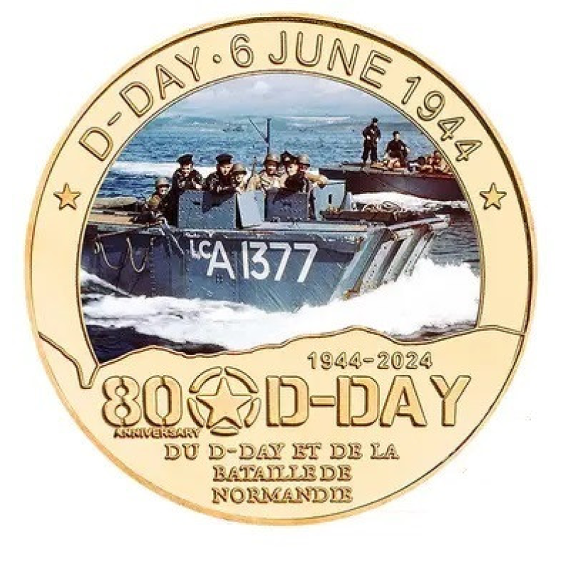 Сувенірна Пам“ятна монета День “Д“ (D-Day) Морські сили (1944-2024)., на честь 80-річчя висадки в Нормандії