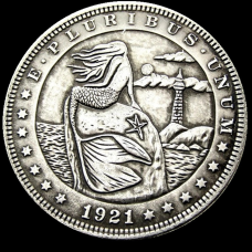 Сувенір монета долар США 1921 “Русалка та маяк“. Hobo Coin American Morgan
