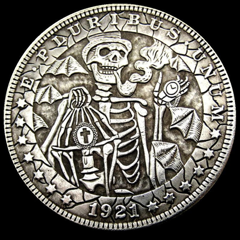 Сувенір монета долар США 1921 “Скелет із ліхтарем“. Hobo Coin Morgan