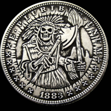 Сувенір монета долар США 1921 “Скелет воїнарайн“. Hobo Coin Morgan