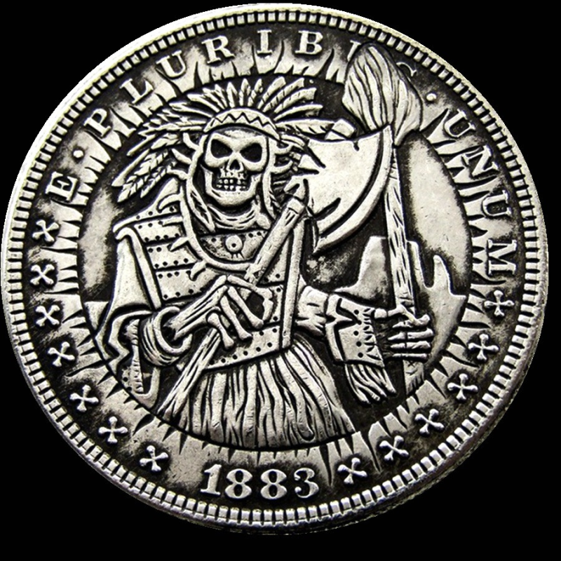 Сувенір монета долар США 1921 “Скелет воїнарайн“. Hobo Coin Morgan