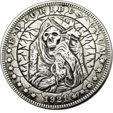 Сувенір монета долар США 1921 “Скелет і хрест“. Hobo Coin Morgan
