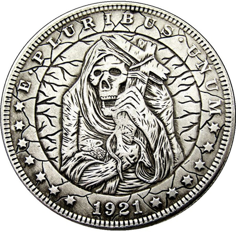 Сувенір монета долар США 1921 “Скелет і хрест“. Hobo Coin Morgan