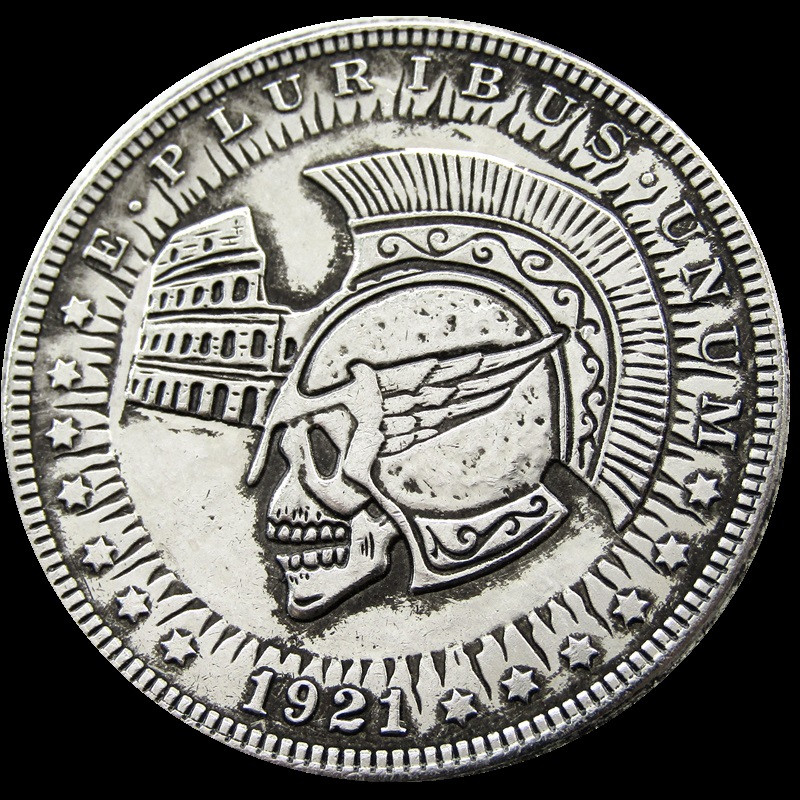 Сувенір монета долар США 1921 “Череп у римським шоломі“. Hobo Coin American Morgan