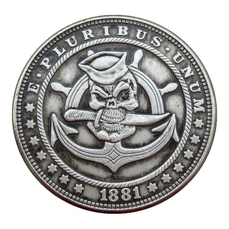 Сувенір монета 1 долар США 1881 “Череп, штурвал та якір“. Hobo Coin American
