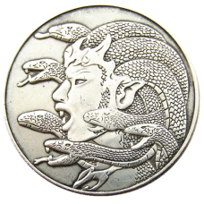 Сувенір монета долар США “Голова Медузи зі зміями“. Hobo Coin American Morgan