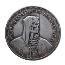 Сувенір монета 5 швейцарських пива 1937 “Монота Смерті“. Hobo Coin