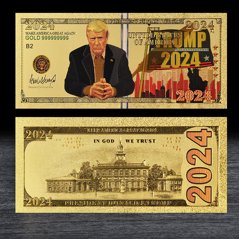 Пам“ятна банкнота Трампа з золотої фольги (2024 р)