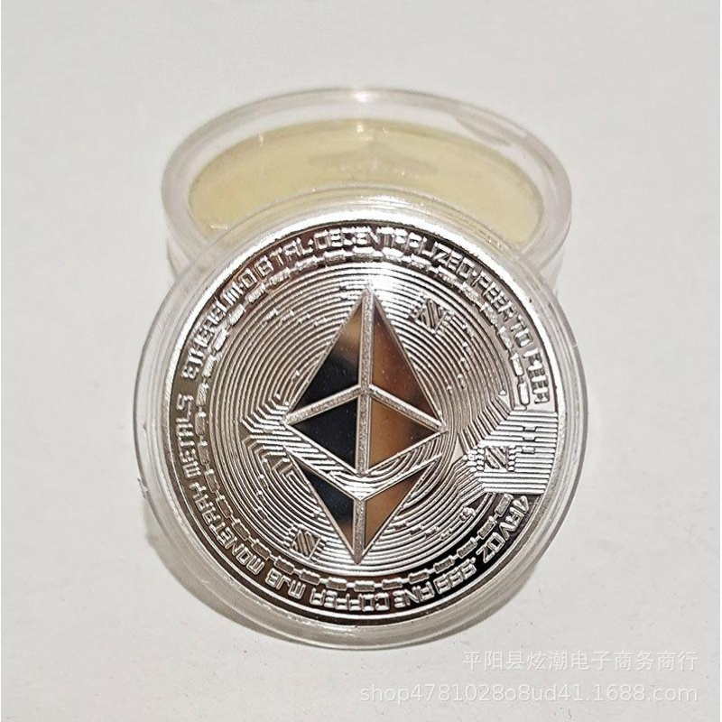 Сувенірна монета Ethereum криптовалюта 40 мм сильвер ETH